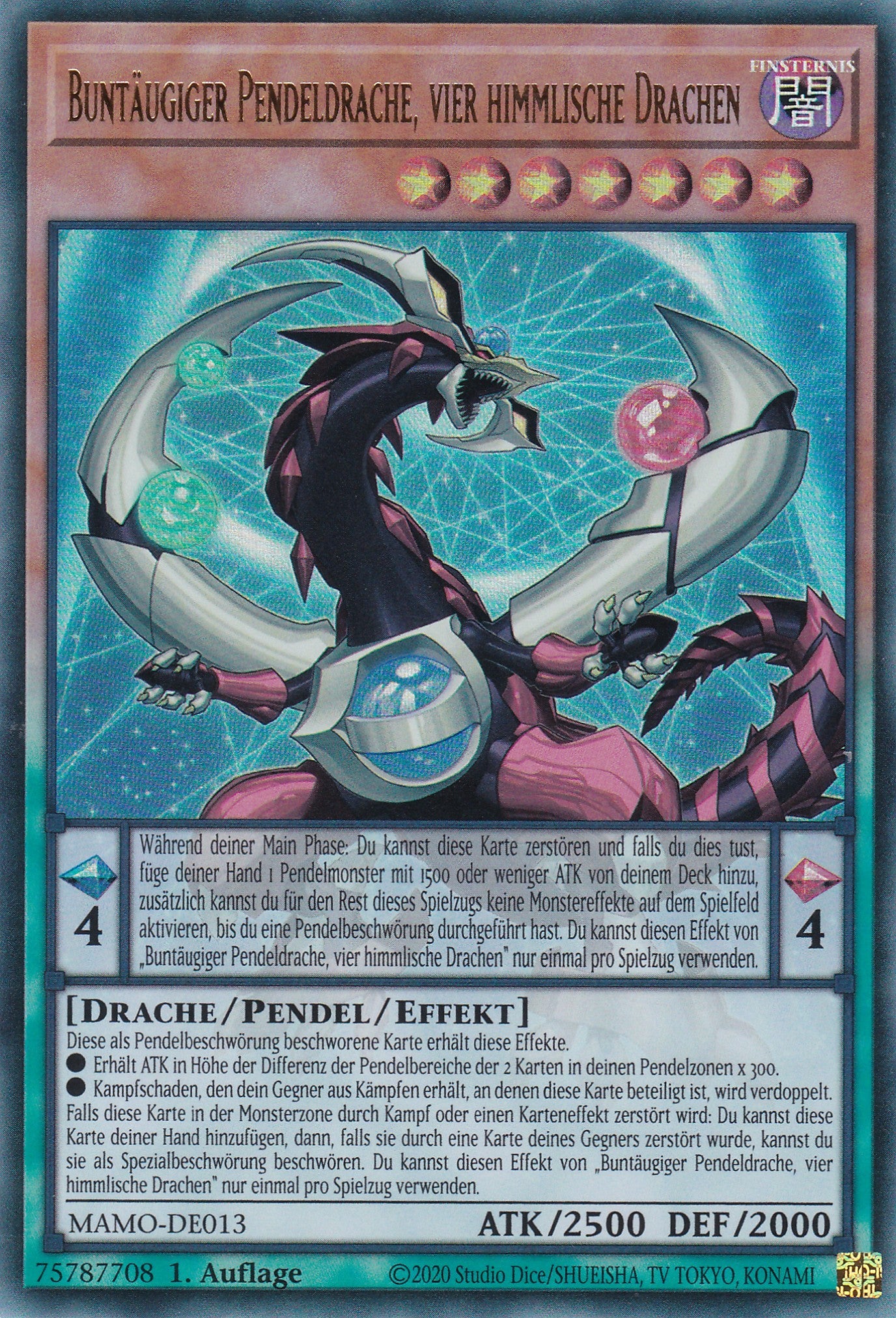 MAMO-DE013 - Buntäugiger Pendeldrache, vier himmlische Drachen - Ultra Rare - Deutsch - 1. Auflage - Magnificent Monsters - Yu-Gi-Oh!