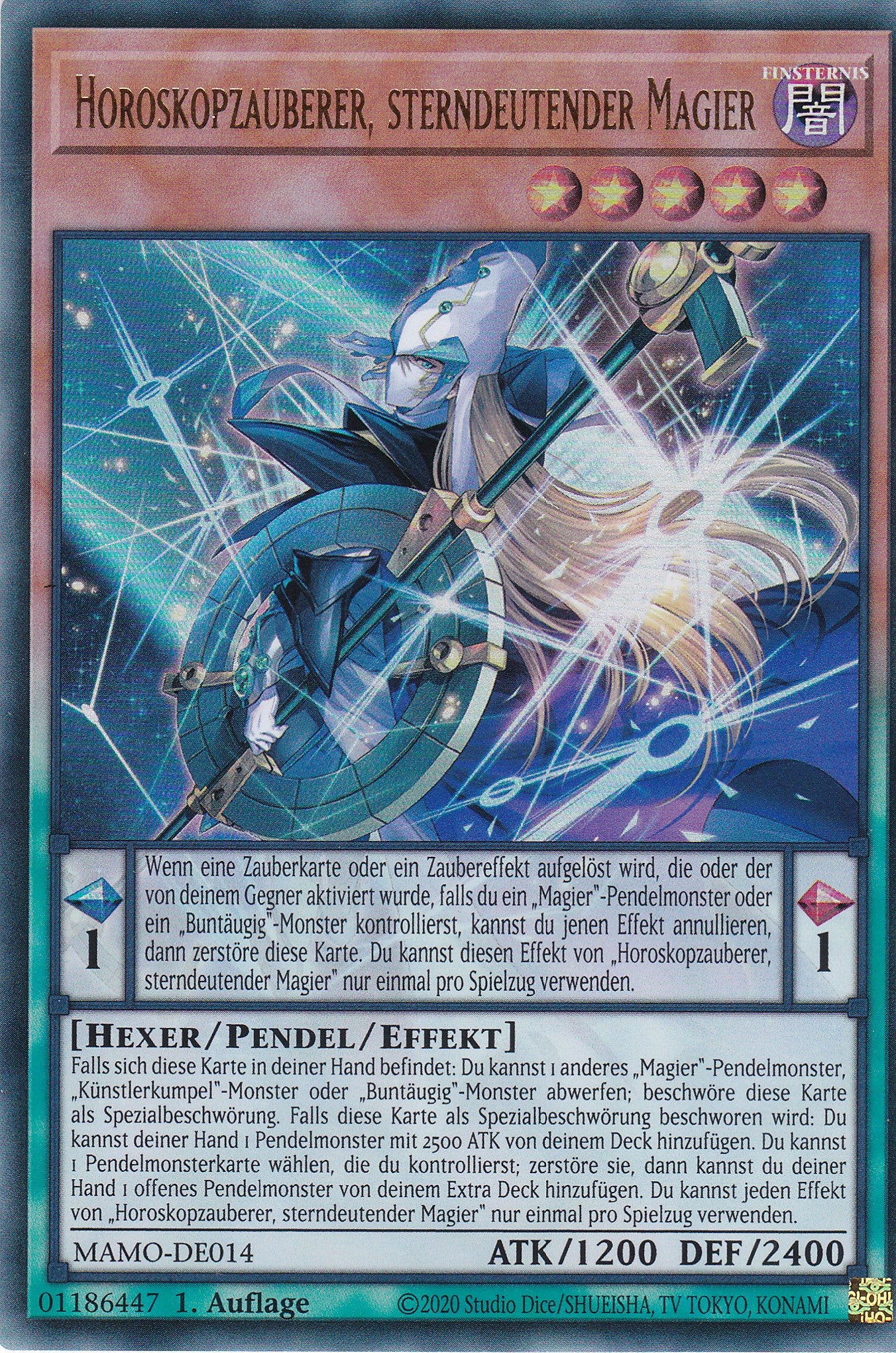 MAMO-DE014 - Horoskopzauberer, sterndeutender Magier - Ultra Rare - Deutsch - 1. Auflage - Magnificent Monsters - Yu-Gi-Oh!