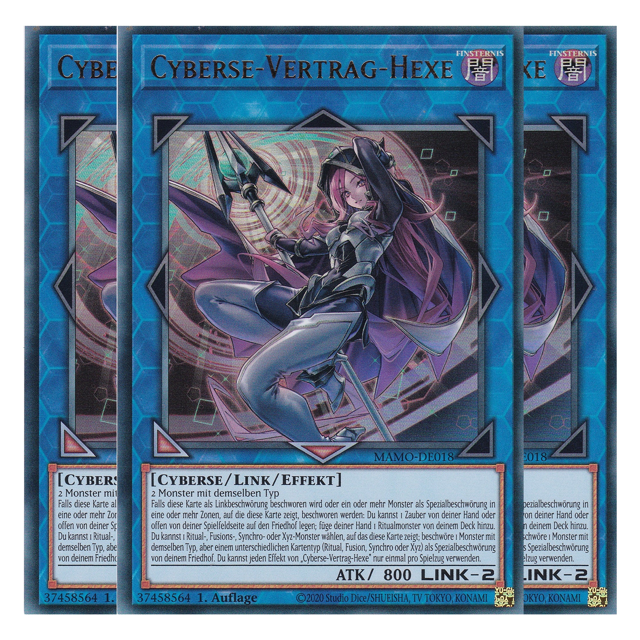 MAMO-DE018 - Cyberse-Vertrag-Hexe - Ultra Rare - Deutsch - 1. Auflage - Magnificent Monsters - Playset (3 Kopien) - Yu-Gi-Oh!