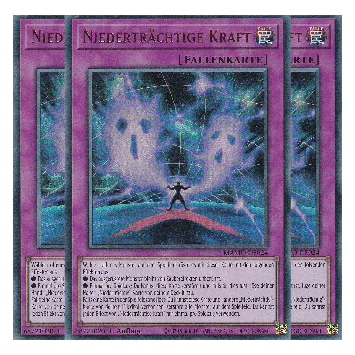 MAMO-DE024 - Niederträchtige Kraft - Ultra Rare - Deutsch - 1. Auflage - Magnificent Monsters - Playset (3 Kopien) - Yu-Gi-Oh!