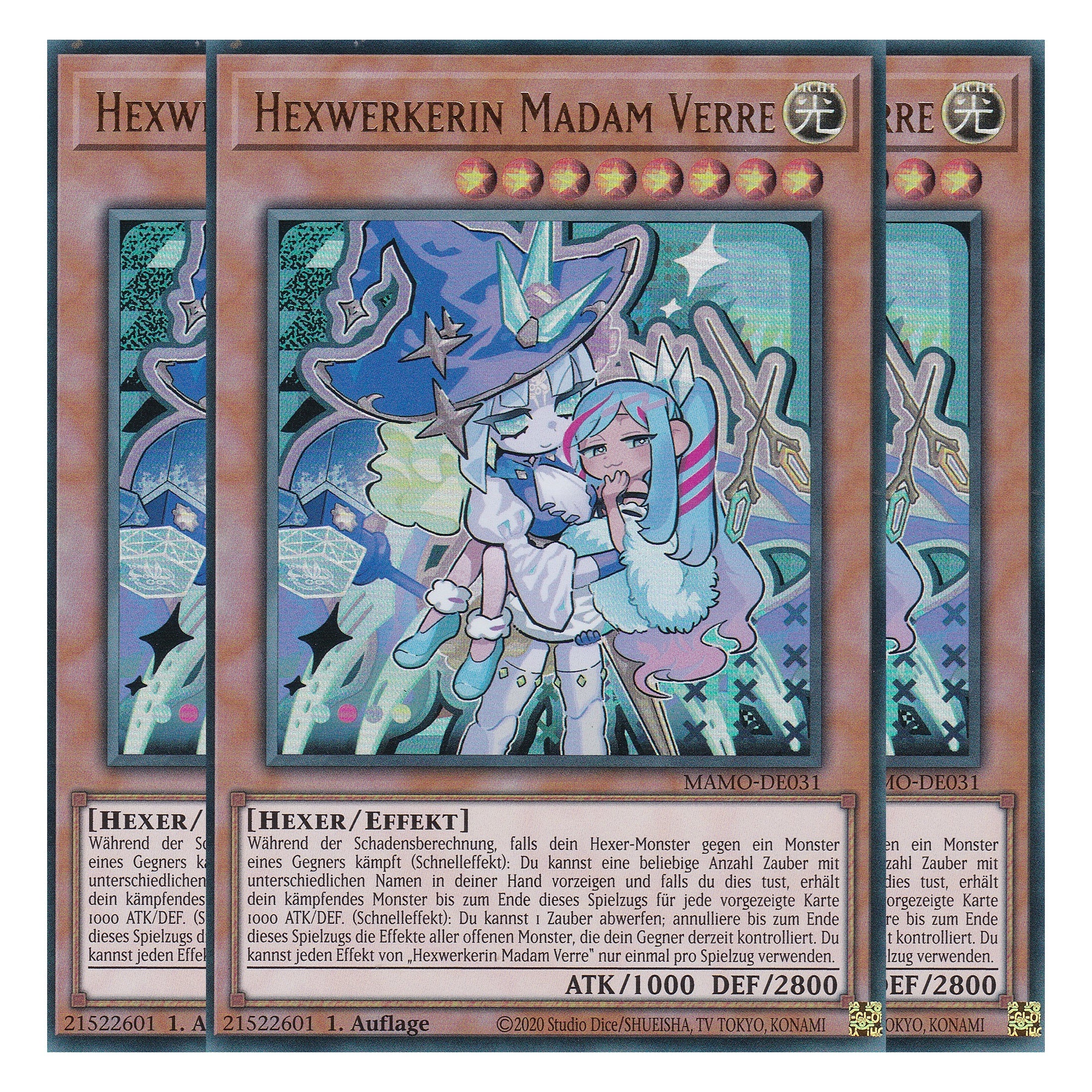 MAMO-DE031 - Hexwerkerin Madam Verre - Ultra Rare - Deutsch - 1. Auflage - Magnificent Monsters - Playset (3 Kopien) - Yu-Gi-Oh!