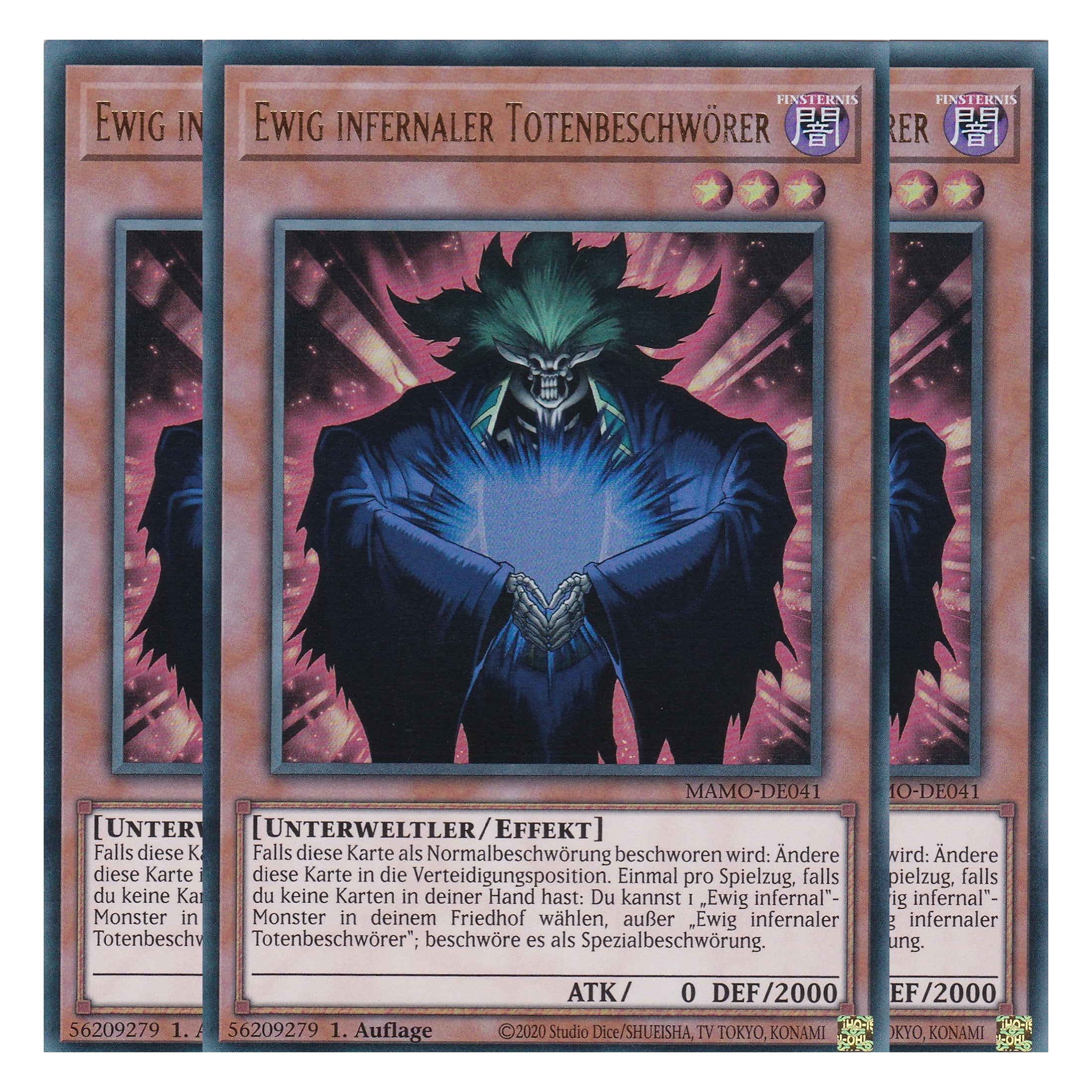 MAMO-DE041 - Ewig infernaler Totenbeschwörer - Ultra Rare - Deutsch - 1. Auflage - Magnificent Monsters - Playset (3 Kopien) - Yu-Gi-Oh!