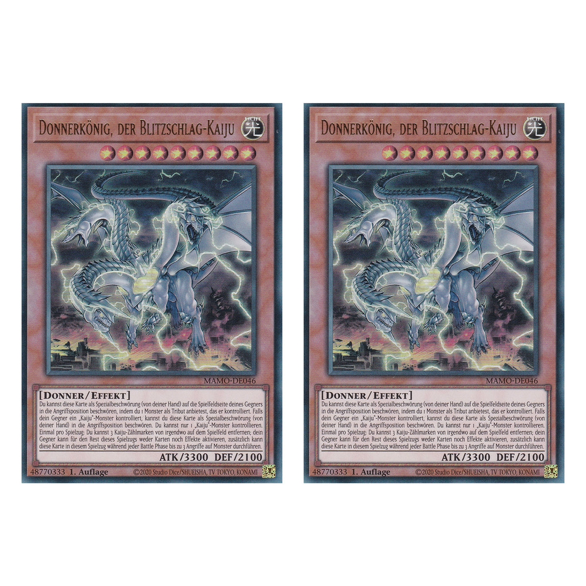 MAMO-DE046 - Donnerkönig, der Blitzschlag-Kaiju - Ultra Rare - Deutsch - 1. Auflage - Magnificent Monsters - Duo Set (2 Stück) - Yu-Gi-Oh!