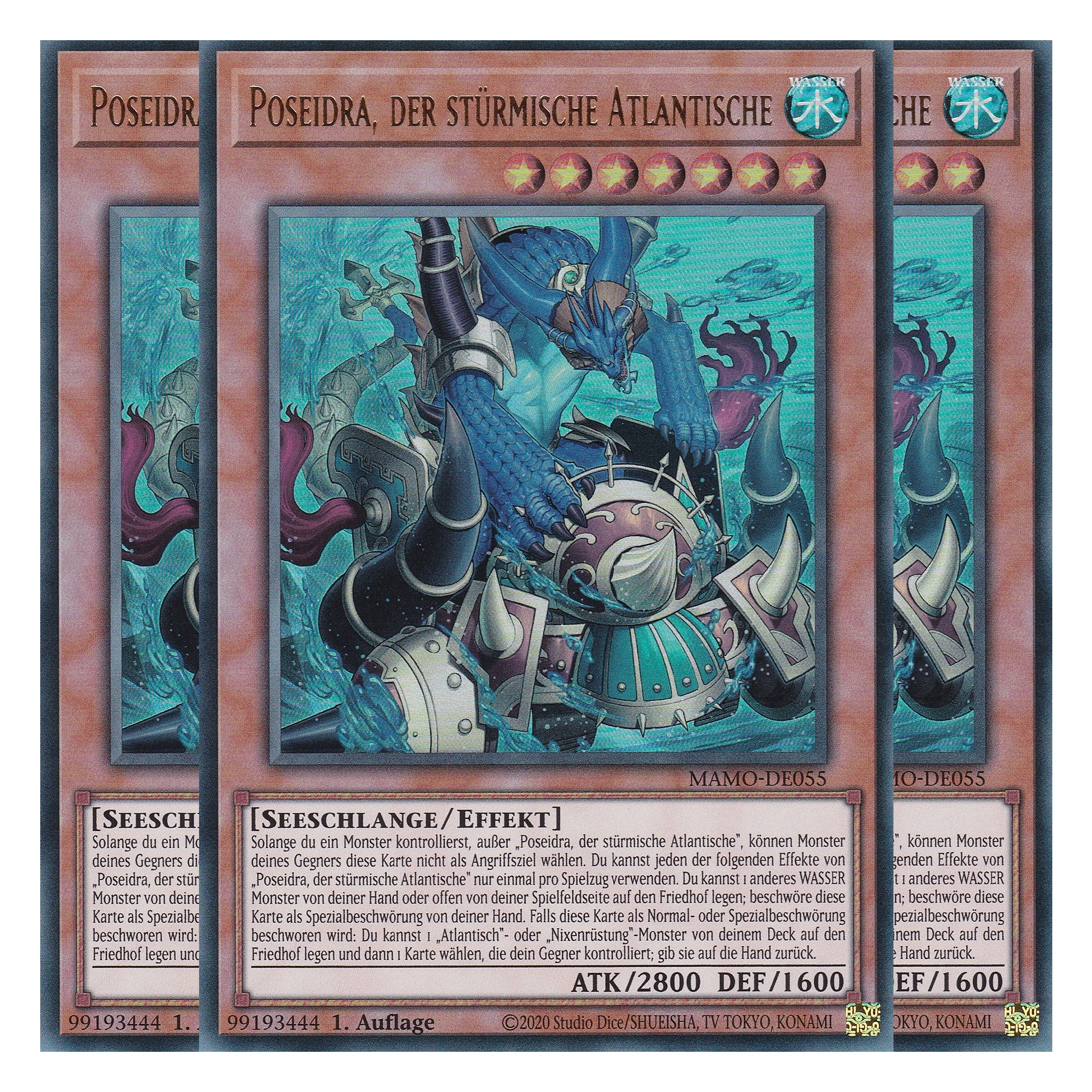 MAMO-DE055 - Poseidra, der stürmische Atlantische - Ultra Rare - Deutsch - 1. Auflage - Magnificent Monsters - Playset (3 Kopien) - Yu-Gi-Oh!
