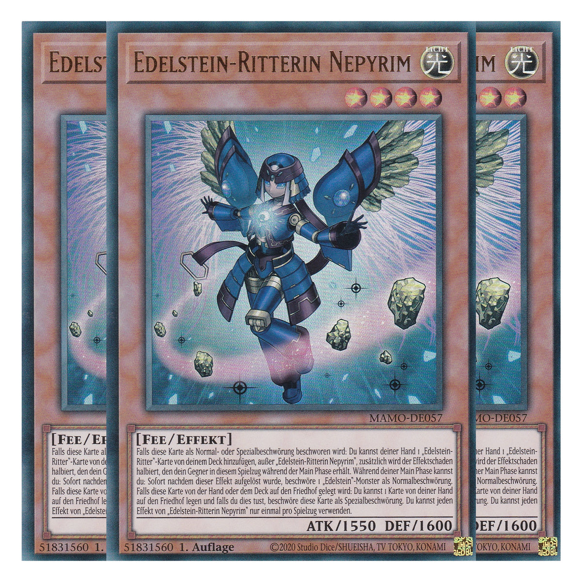 MAMO-DE057 - Edelstein-Ritterin Nepyrim - Ultra Rare - Deutsch - 1. Auflage - Magnificent Monsters - Playset (3 Kopien) - Yu-Gi-Oh!