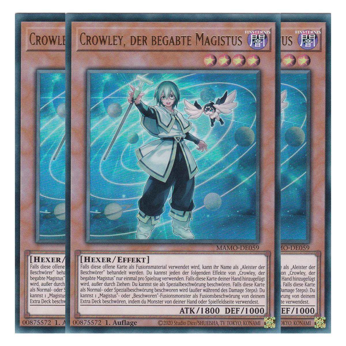 MAMO-DE059 - Crowley, der begabte Magistus - Ultra Rare - Deutsch - 1. Auflage - Magnificent Monsters - Playset (3 Kopien) - Yu-Gi-Oh!