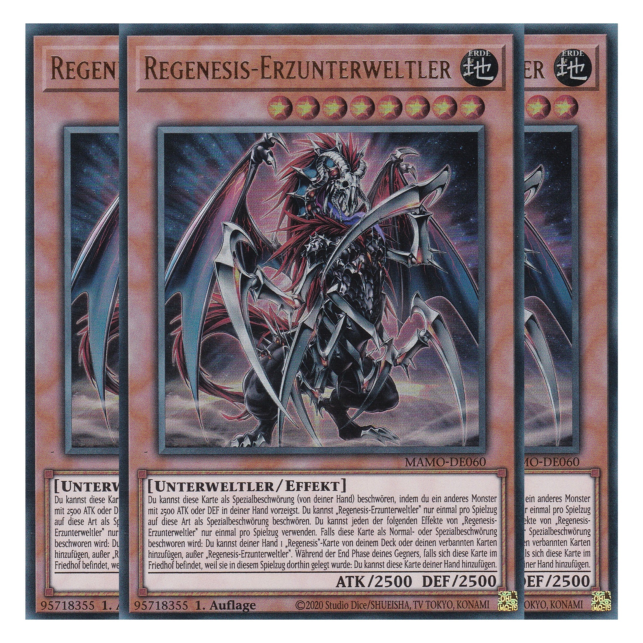 MAMO-DE060 - Regenesis-Erzunterweltler - Ultra Rare - Deutsch - 1. Auflage - Magnificent Monsters - Playset (3 Kopien) - Yu-Gi-Oh!