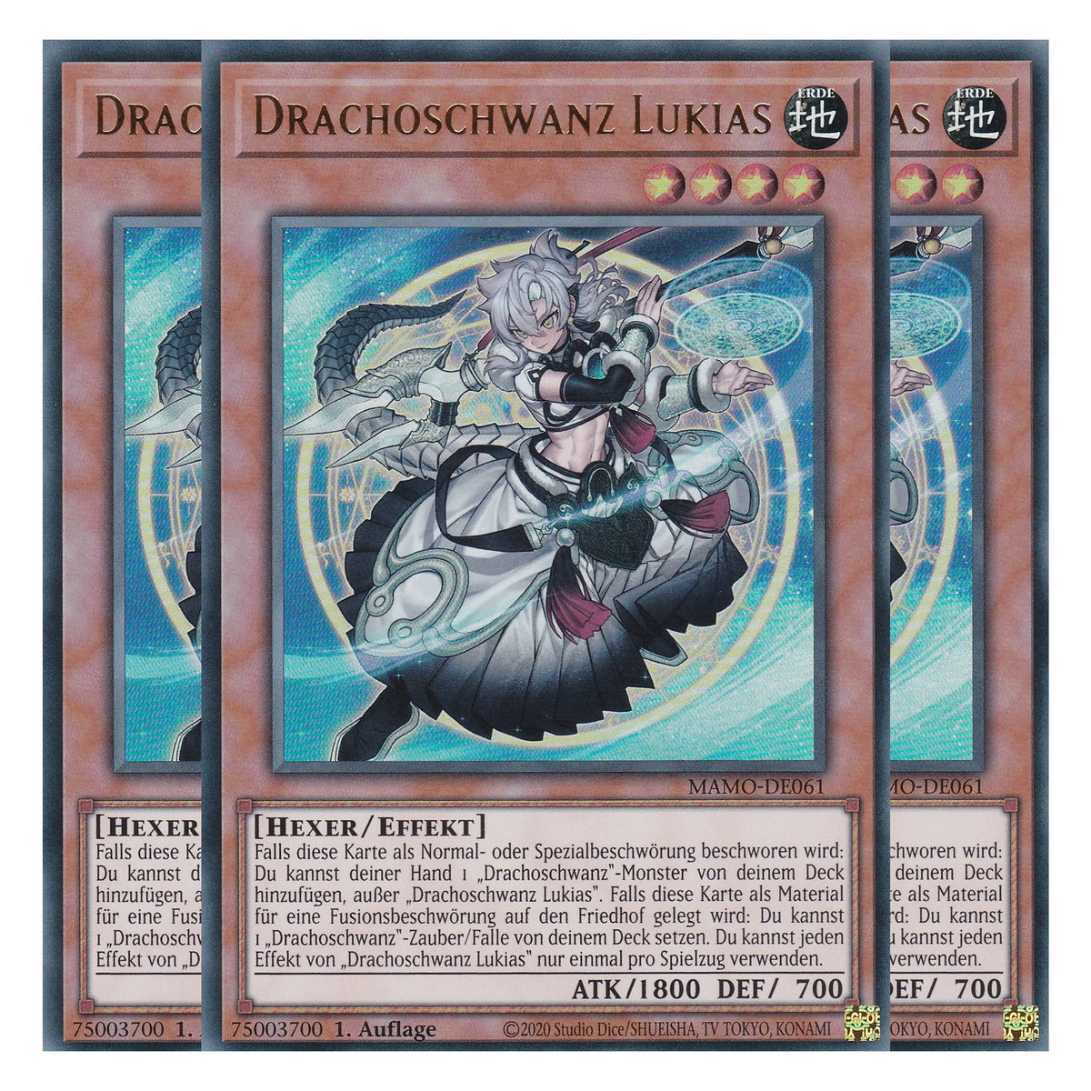 MAMO-DE061 - Drachoschwanz Lukias - Ultra Rare - Deutsch - 1. Auflage - Magnificent Monsters - Playset (3 Kopien) - Yu-Gi-Oh!