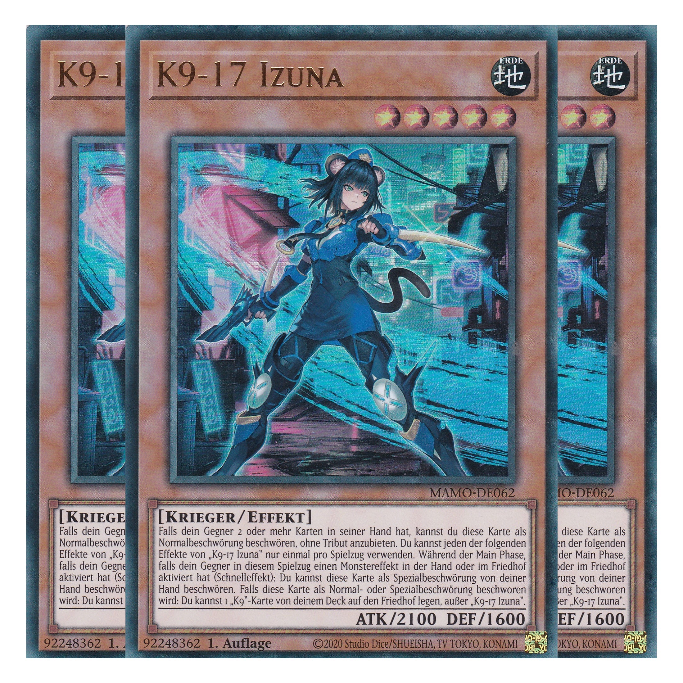 MAMO-DE062 - K9-17 Izuna - Ultra Rare - Deutsch - 1. Auflage - Magnificent Monsters - Playset (3 Kopien) - Yu-Gi-Oh!