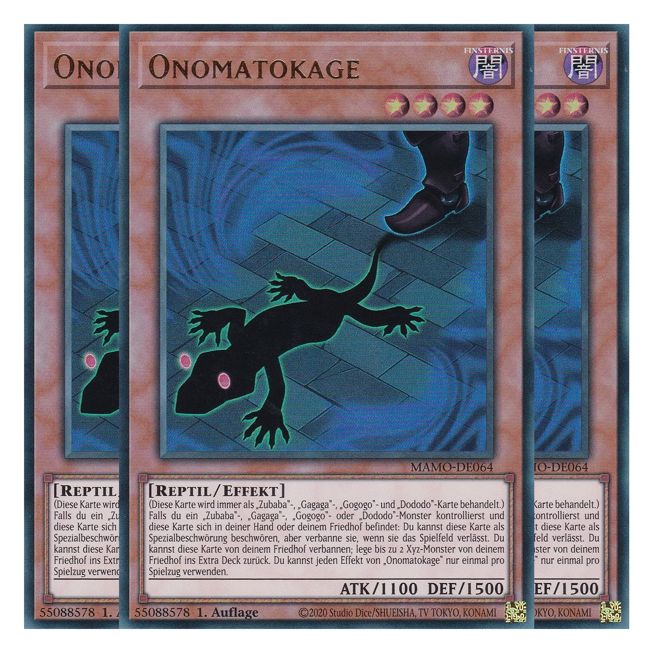 MAMO-DE064 - Onomatokage - Ultra Rare - Deutsch - 1. Auflage - Magnificent Monsters - Playset (3 Kopien) - Yu-Gi-Oh!