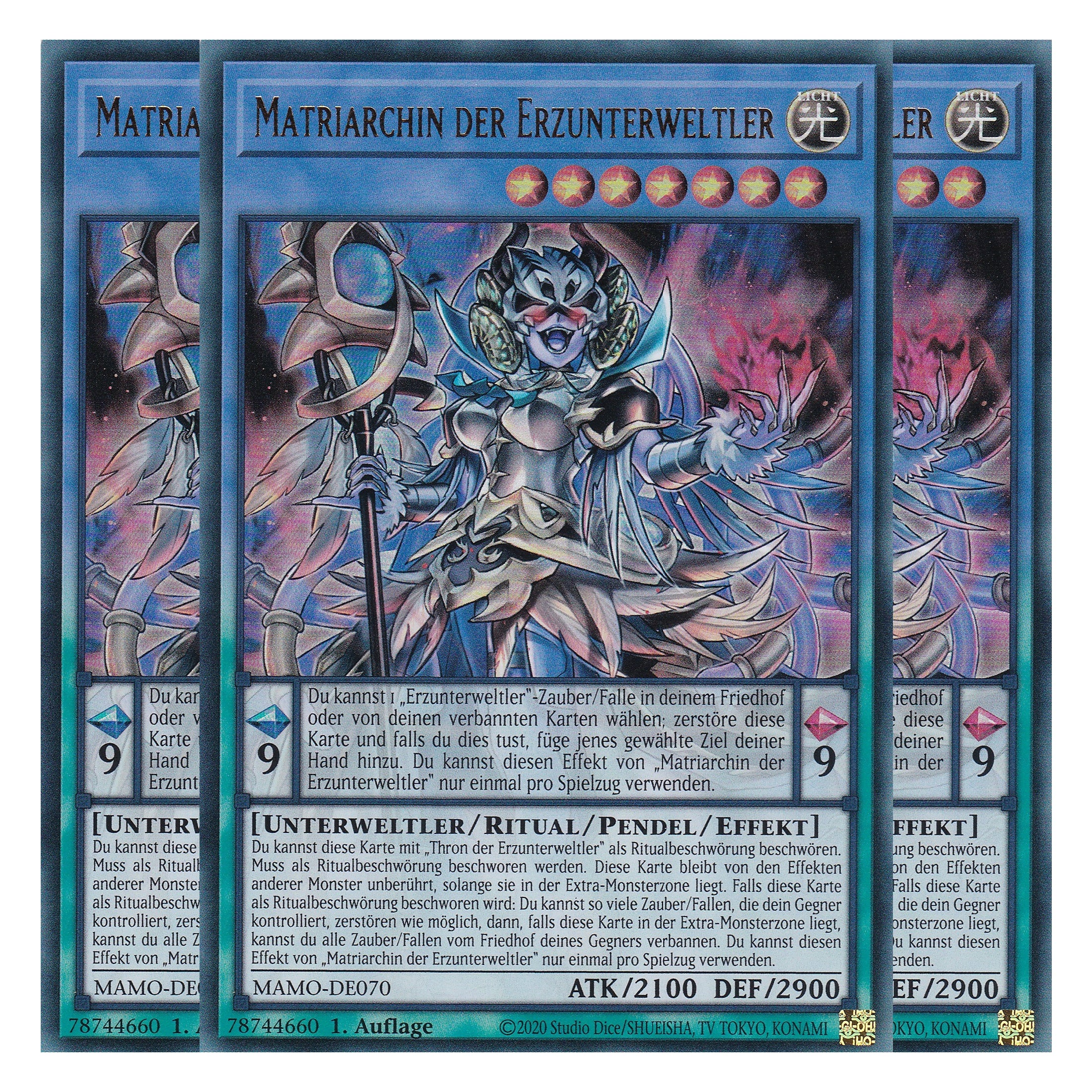 MAMO-DE070 - Matriarchin der Erzunterweltler - Ultra Rare - Deutsch - 1. Auflage - Magnificent Monsters - Playset (3 Kopien) - Yu-Gi-Oh!