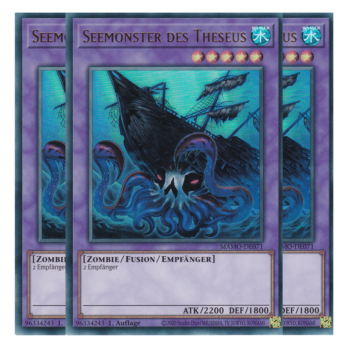 MAMO-DE071 - Seemonster des Theseus - Ultra Rare - Deutsch - 1. Auflage - Magnificent Monsters - Playset (3 Kopien) - Yu-Gi-Oh!