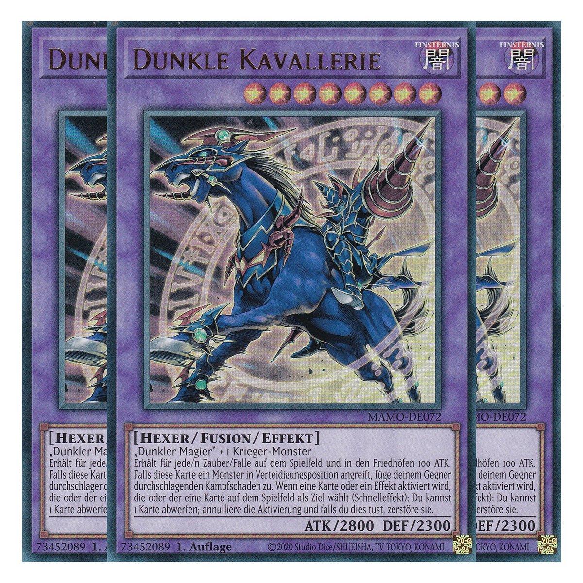 MAMO-DE072 - Dunkle Kavallerie - Ultra Rare - Deutsch - 1. Auflage - Magnificent Monsters - Playset (3 Kopien) - Yu-Gi-Oh!