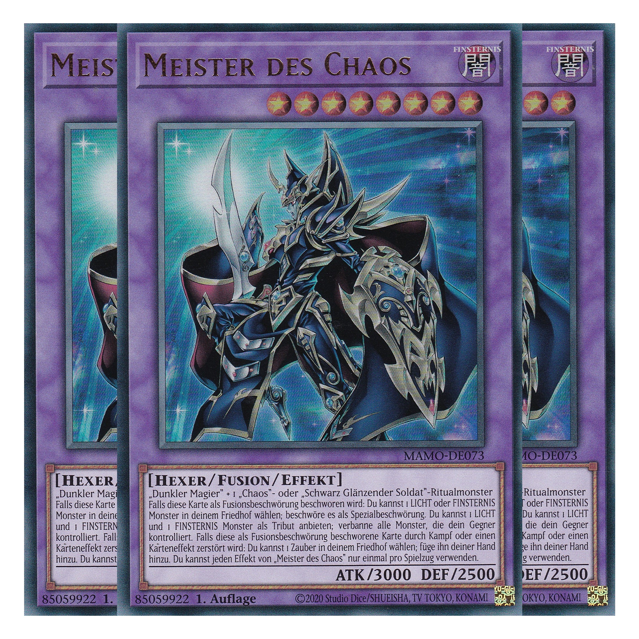MAMO-DE073 - Meister des Chaos - Ultra Rare - Deutsch - 1. Auflage - Magnificent Monsters - Playset (3 Kopien) - Yu-Gi-Oh!