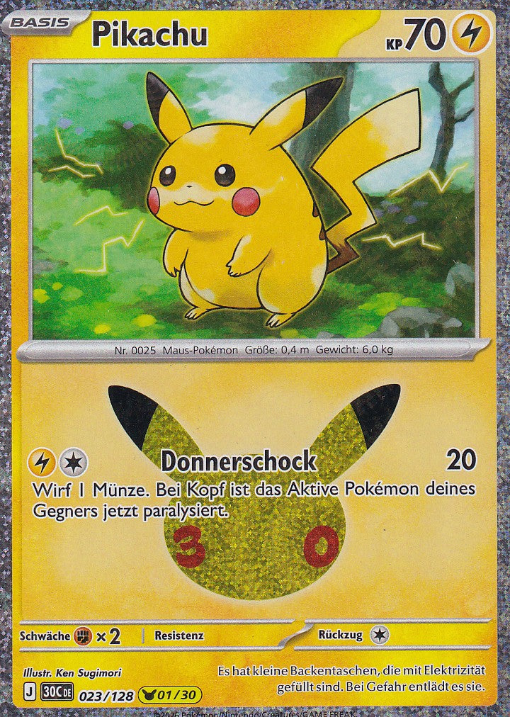 Pikachu (1/30) - 30C 023/128 - Pikachu Rare - 30 Jahre - Deutsch - Near Mint