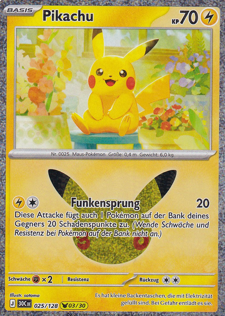 Pikachu (3/30) - 30C 025/128 - Pikachu Rare - 30 Jahre - Deutsch - Near Mint