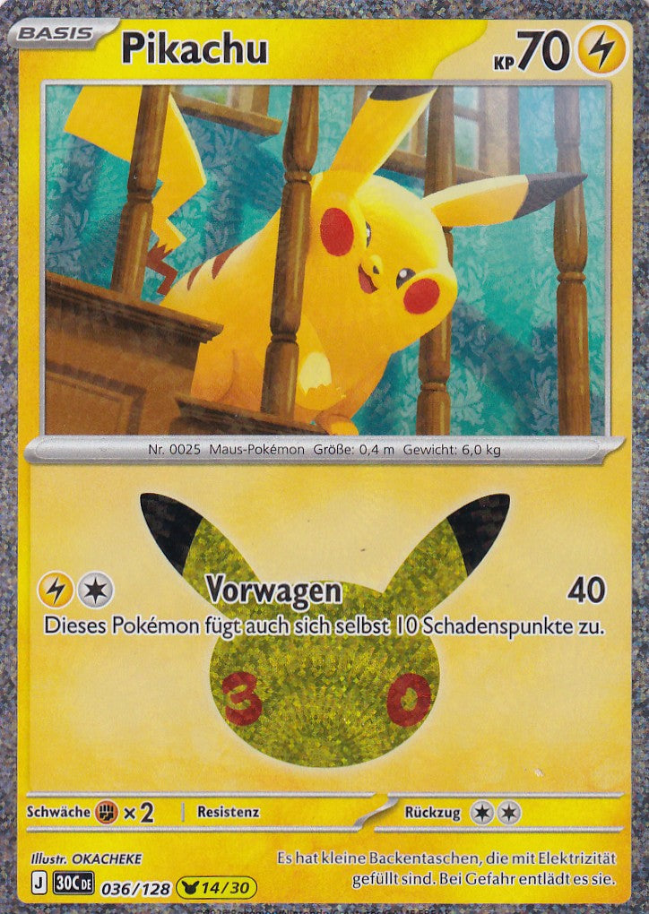 Pikachu (14/30) - 30C 036/128 - Pikachu Rare - 30 Jahre - Deutsch - Near Mint