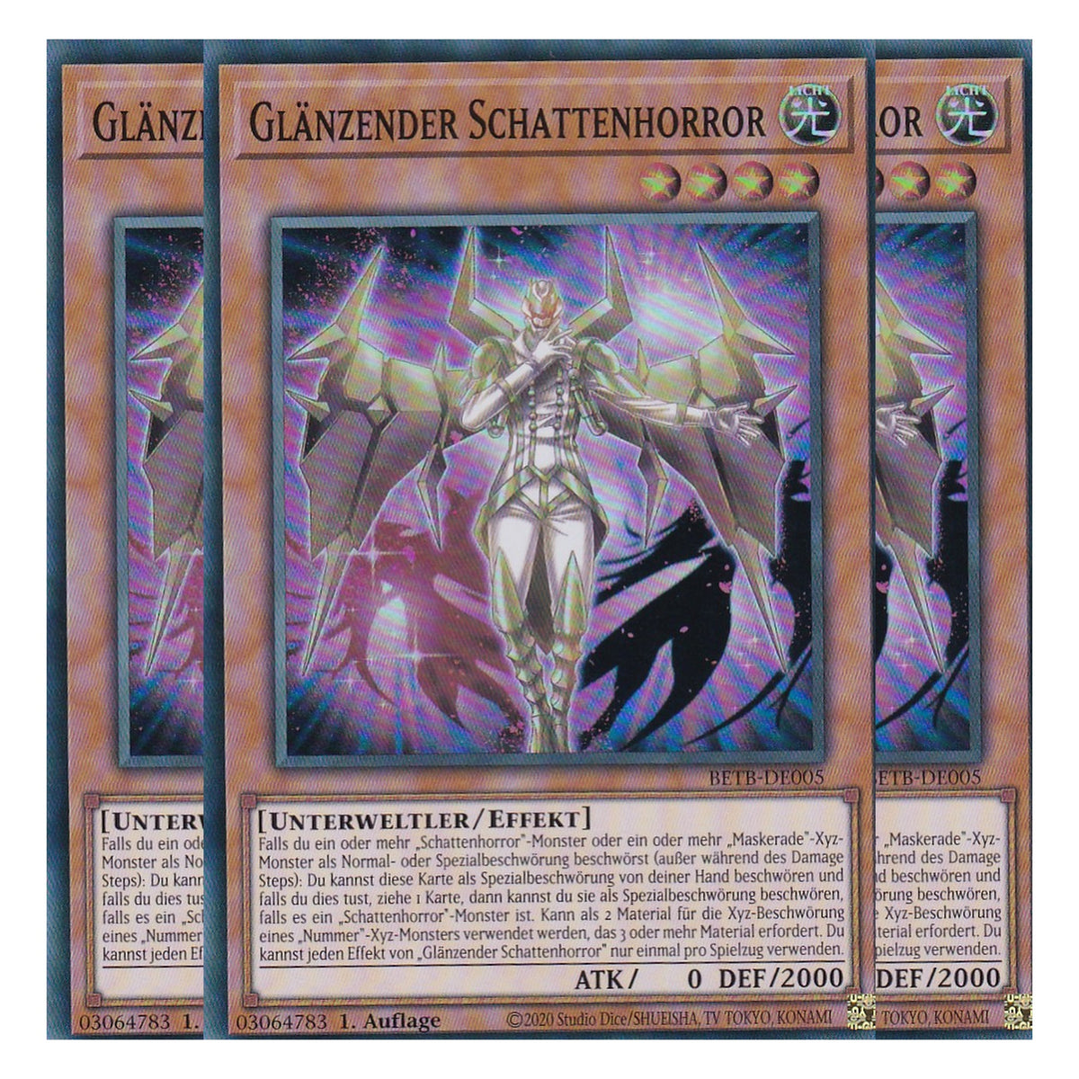 BETB-DE005 - Glänzender Schattenhorror - Super Rare - Deutsch - 1. Auflage - Beyond the Brave - Playset (3 Kopien) - Yu-Gi-Oh!