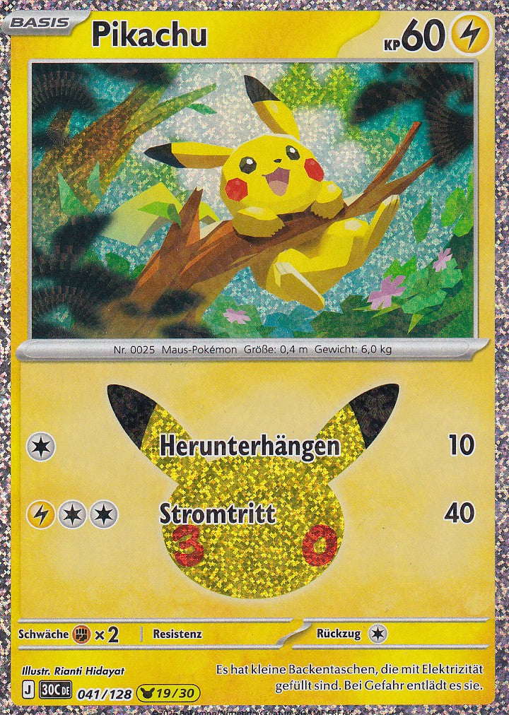 Pikachu (19/30) - 30C 041/128 - Pikachu Rare - 30 Jahre - Deutsch - Near Mint