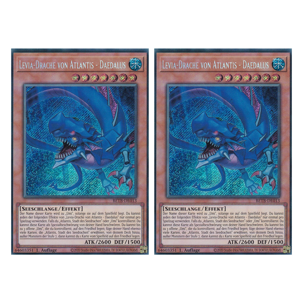 BETB-DE013 - Levia-Drache von Atlantis - Daedalus - Secret Rare - Deutsch - 1. Auflage - Beyond the Brave - Duo Set (2 Stück) - Yu-Gi-Oh!
