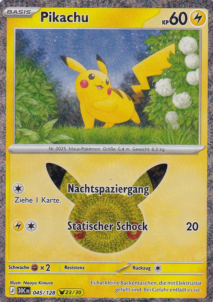 Pikachu (23/30) - 30C 045/128 - Pikachu Rare - 30 Jahre - Deutsch - Near Mint