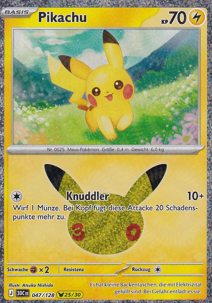 Pikachu (25/30) - 30C 047/128 - Pikachu Rare - 30 Jahre - Deutsch - Near Mint