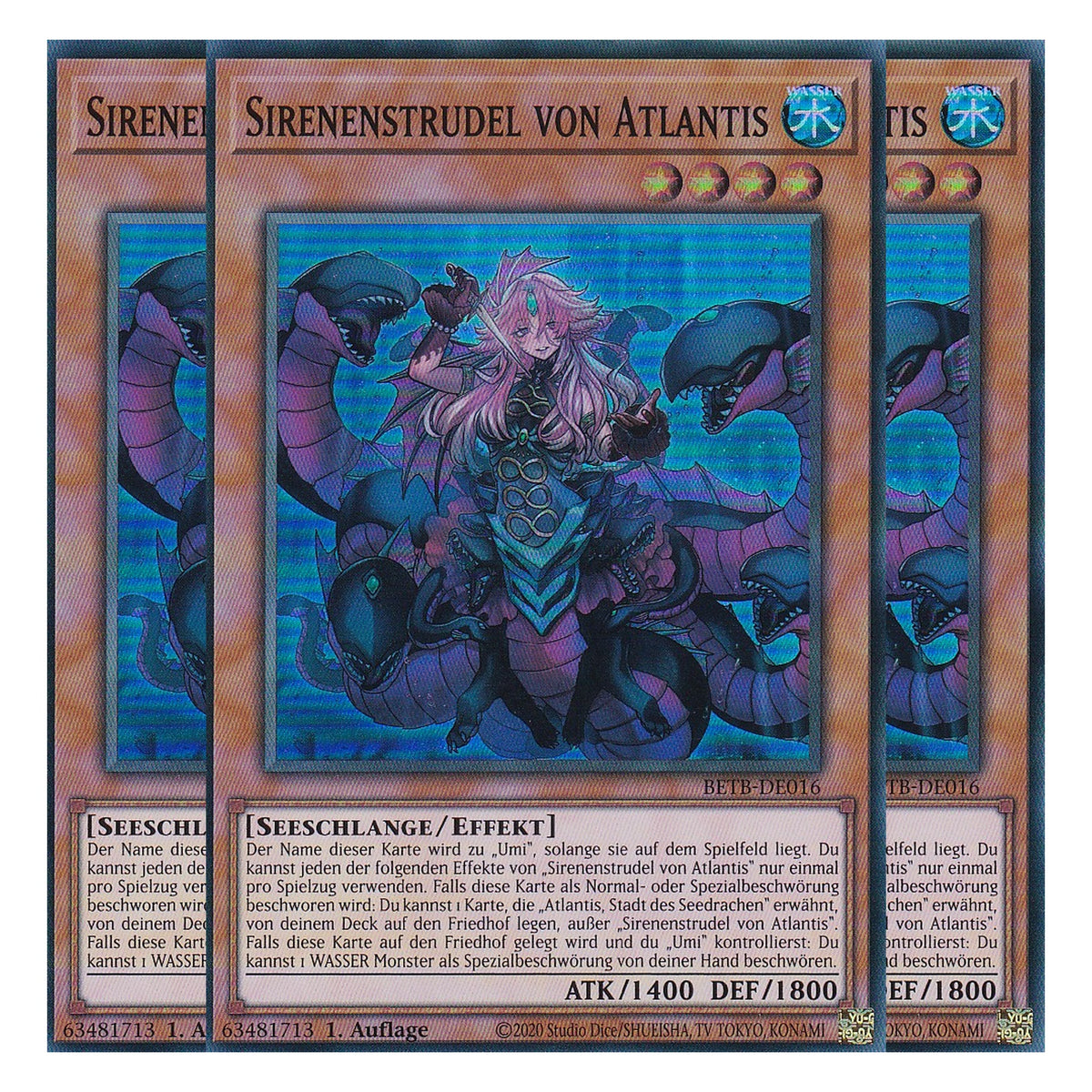 BETB-DE016 - Sirenenstrudel von Atlantis - Super Rare - Deutsch - 1. Auflage - Beyond the Brave - Playset (3 Kopien) - Yu-Gi-Oh!