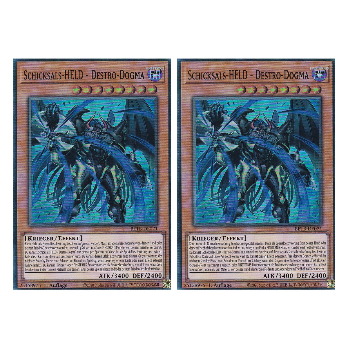 BETB-DE021 - Schicksals-HELD - Destro-Dogma - Super Rare - Deutsch - 1. Auflage - Beyond the Brave - Duo Set (2 Stück) - Yu-Gi-Oh!