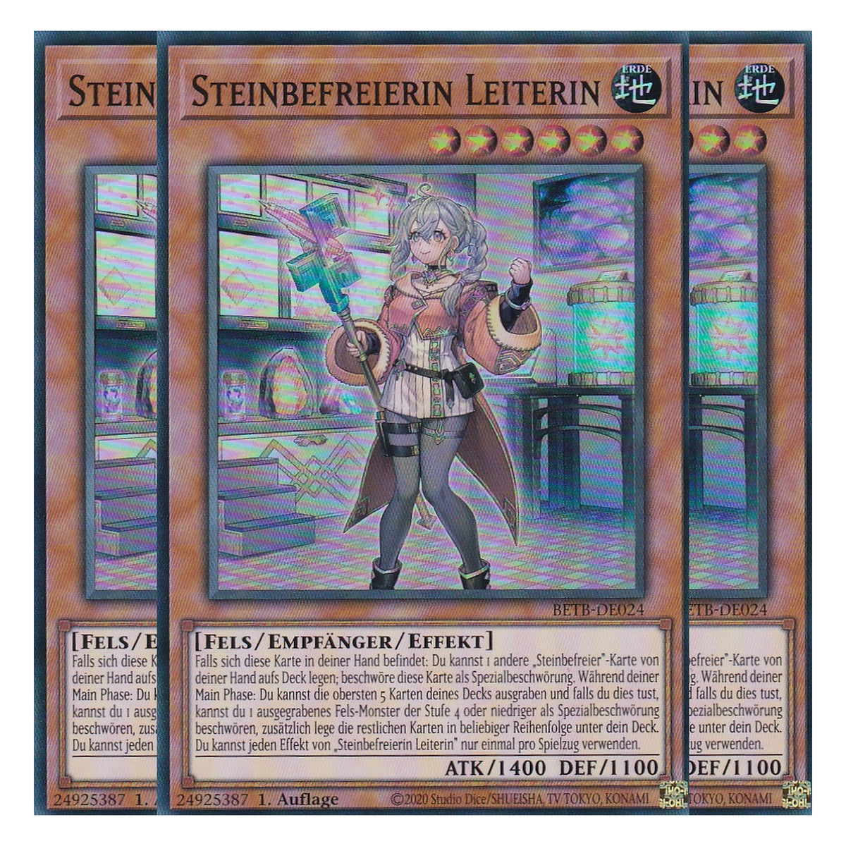 BETB-DE024 - Steinbefreierin Leiterin - Super Rare - Deutsch - 1. Auflage - Beyond the Brave - Playset (3 Kopien) - Yu-Gi-Oh!