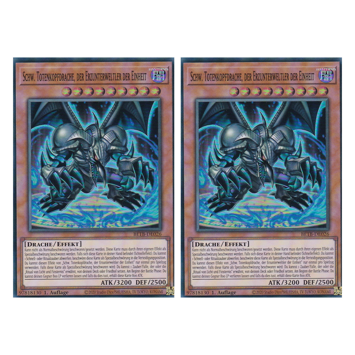 BETB-DE026 - Schw. Totenkopfdrache, der Erzunterweltler der Einheit - Super Rare - Deutsch - 1. Auflage - Beyond the Brave - Duo Set (2 Stück) - Yu-Gi-Oh!
