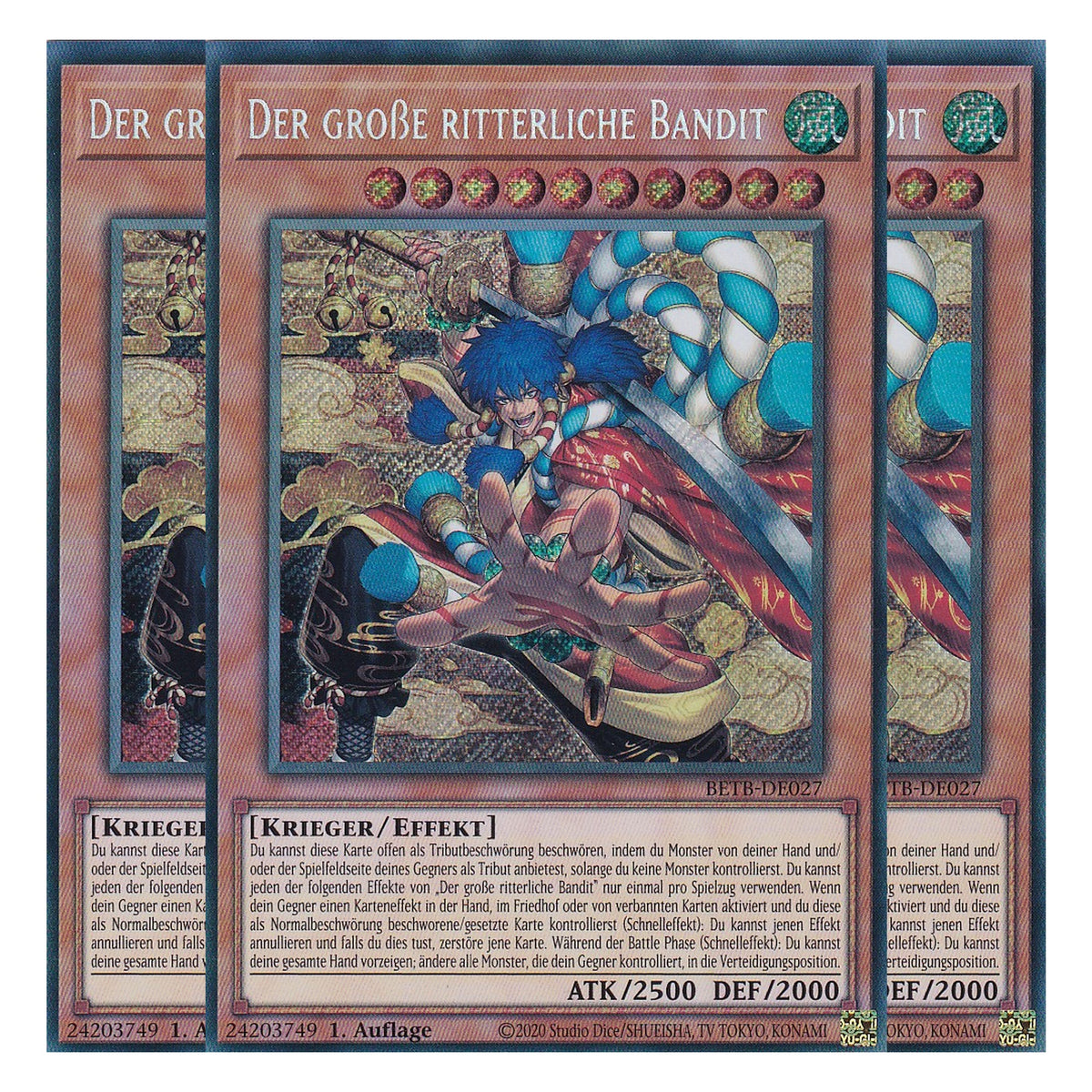 BETB-DE027 - Der große ritterliche Bandit - Secret Rare - Deutsch - 1. Auflage - Beyond the Brave - Playset (3 Kopien) - Yu-Gi-Oh!