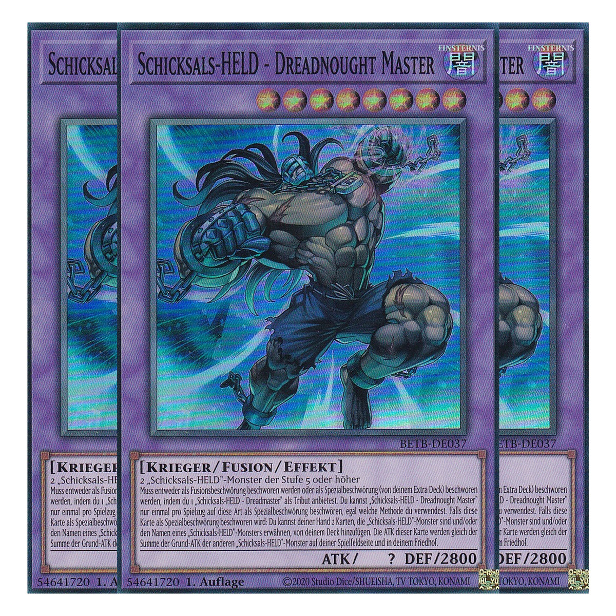BETB-DE037 - Schicksals-HELD - Dreadnought Master - Super Rare - Deutsch - 1. Auflage - Beyond the Brave - Playset (3 Kopien) - Yu-Gi-Oh!