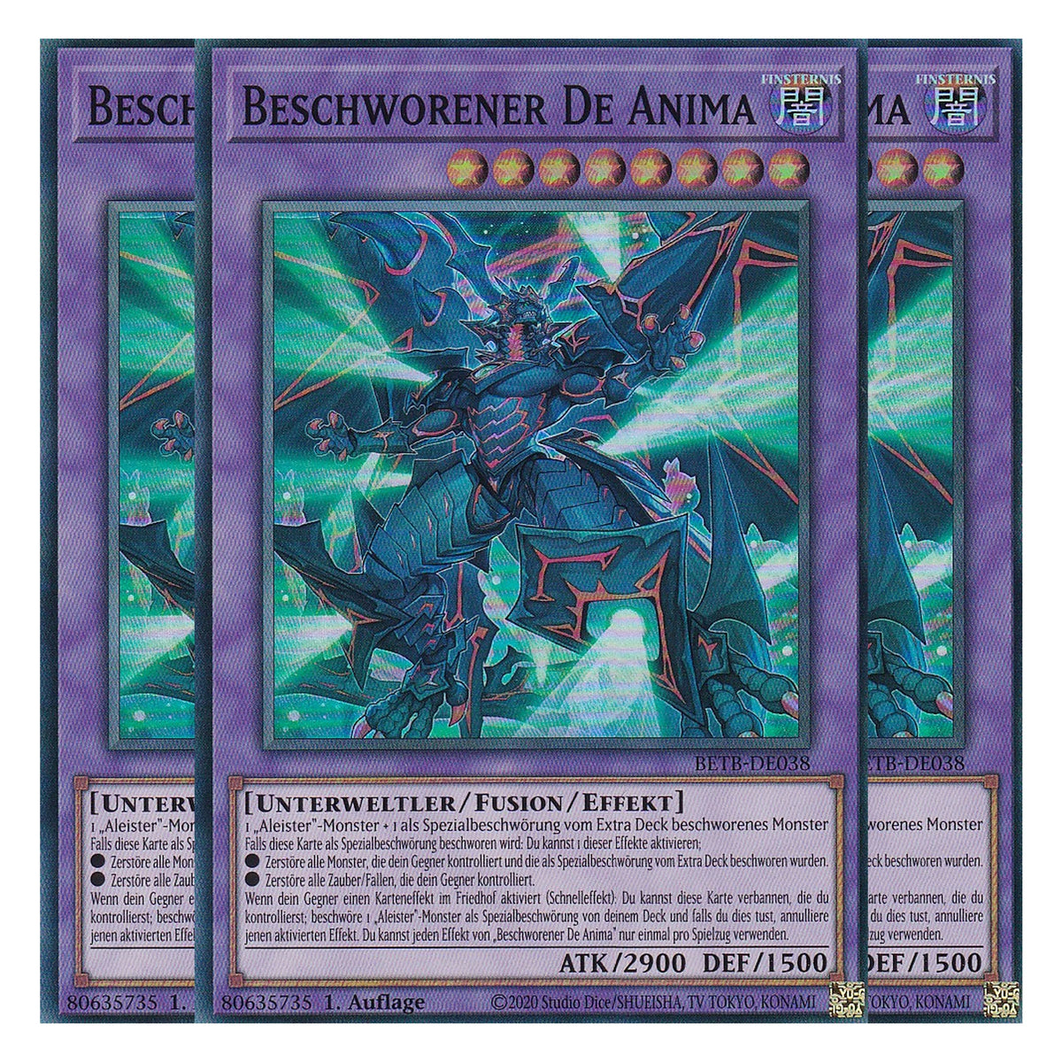 BETB-DE038 - Beschworener De Anima - Super Rare - Deutsch - 1. Auflage - Beyond the Brave - Playset (3 Kopien) - Yu-Gi-Oh!