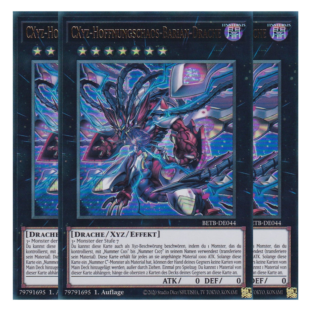 BETB-DE044 - CXyz-Hoffnungschaos-Barian-Drache - Ultra Rare - Deutsch - 1. Auflage - Beyond the Brave - Playset (3 Kopien) - Yu-Gi-Oh!