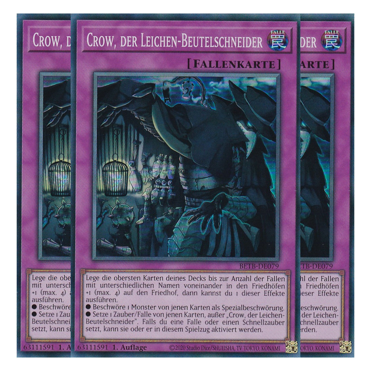 BETB-DE079 - Crow, der Leichen-Beutelschneider - Super Rare - Deutsch - 1. Auflage - Beyond the Brave - Playset (3 Kopien) - Yu-Gi-Oh!