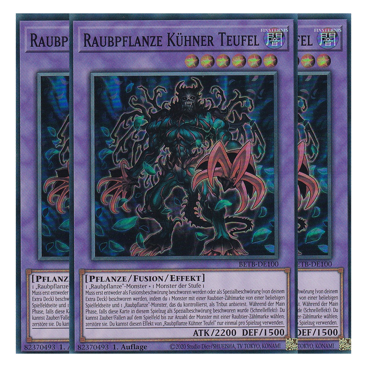 BETB-DE100 - Raubpflanze Kühner Teufel - Super Rare - Deutsch - 1. Auflage - Beyond the Brave - Playset (3 Kopien) - Yu-Gi-Oh!