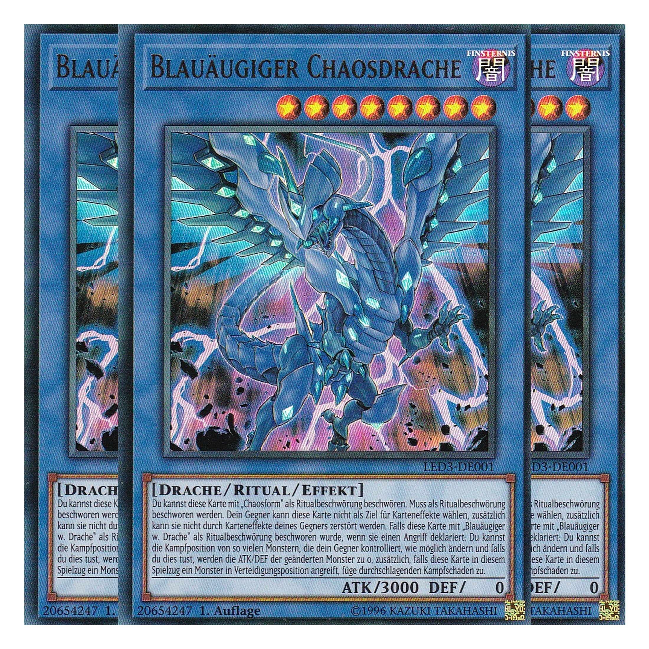 Blauäugiger Chaosdrache - LED3-DE001 - Ultra Rare - Deutsch - 1. Auflage - Legendary Duelists: White Dragon Abyss - Playset (3 Kopien)