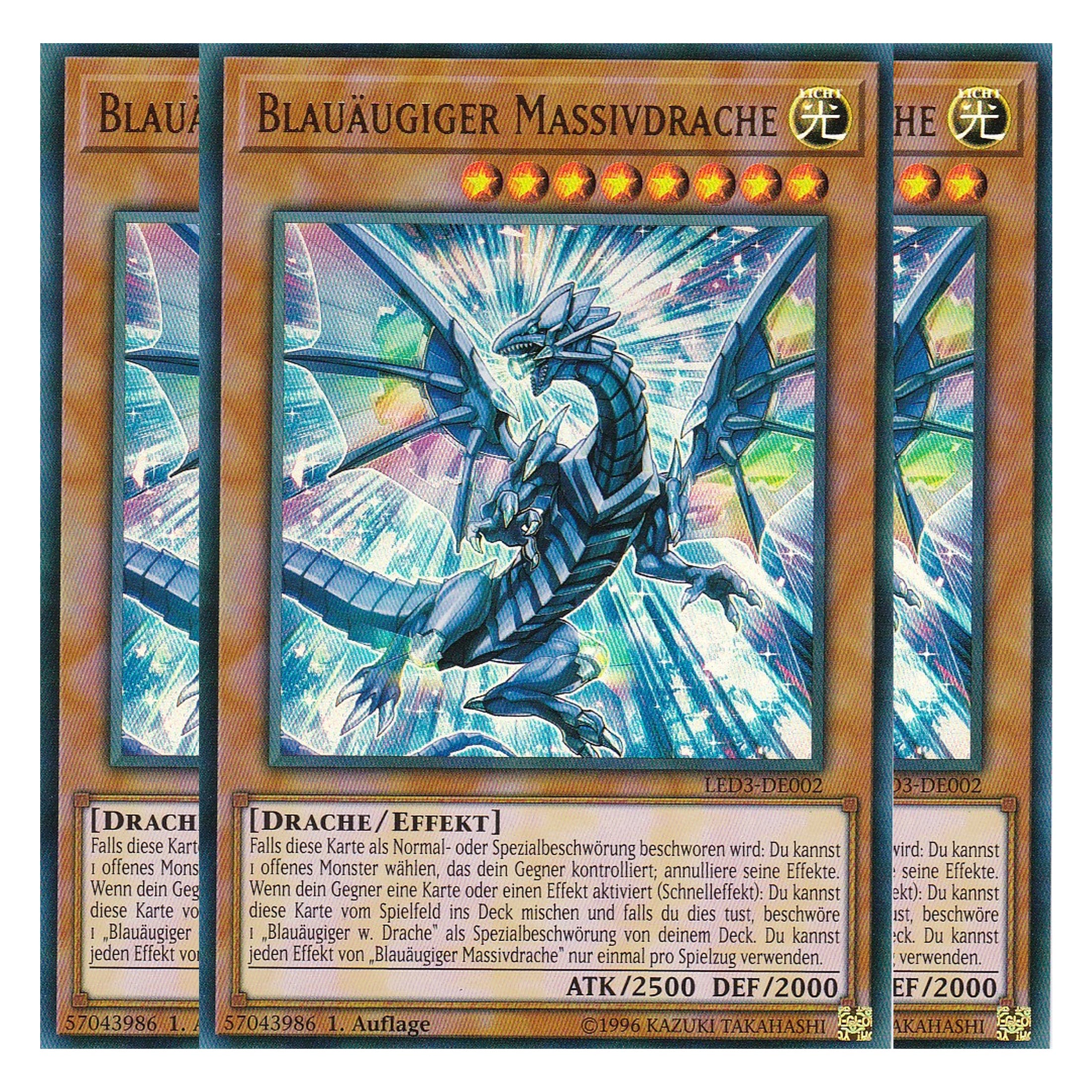 Blauäugiger Massivdrache - LED3-DE002 - Ultra Rare - Deutsch - 1. Auflage - Legendary Duelists: White Dragon Abyss - Playset (3 Kopien)