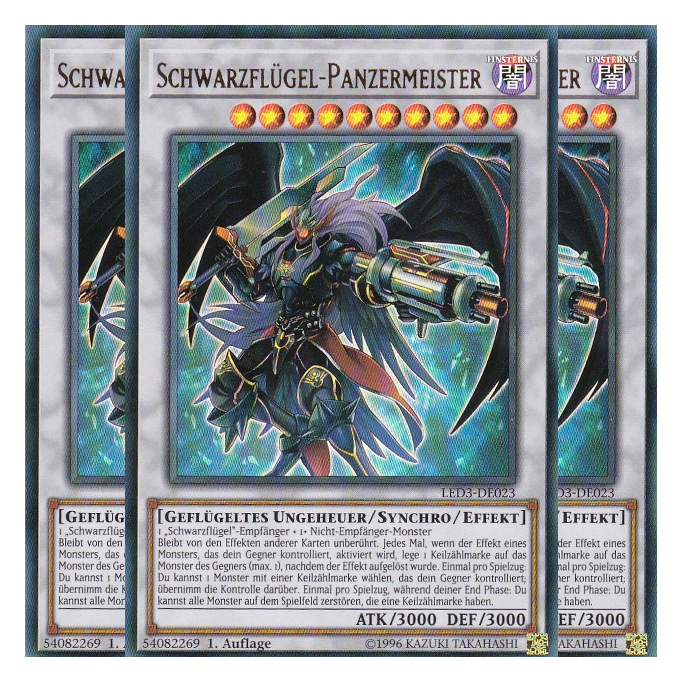 Schwarzflügel-Panzermeister - LED3-DE023 - Ultra Rare - Deutsch - 1. Auflage - Legendary Duelists: White Dragon Abyss - Playset (3 Kopien)