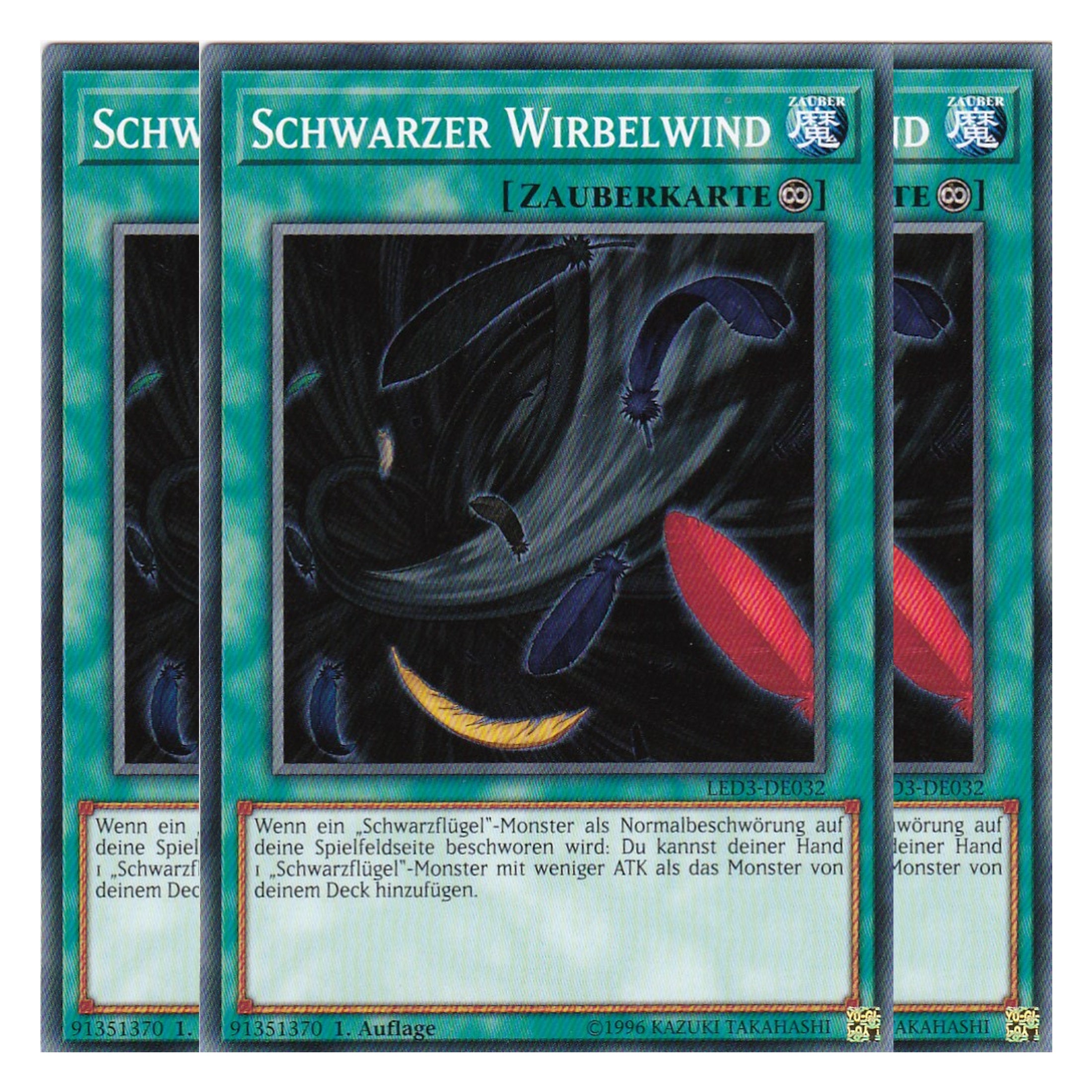 Schwarzer Wirbelwind - LED3-DE032 - Common - Deutsch - 1. Auflage - Legendary Duelists: White Dragon Abyss - Playset (3 Kopien)