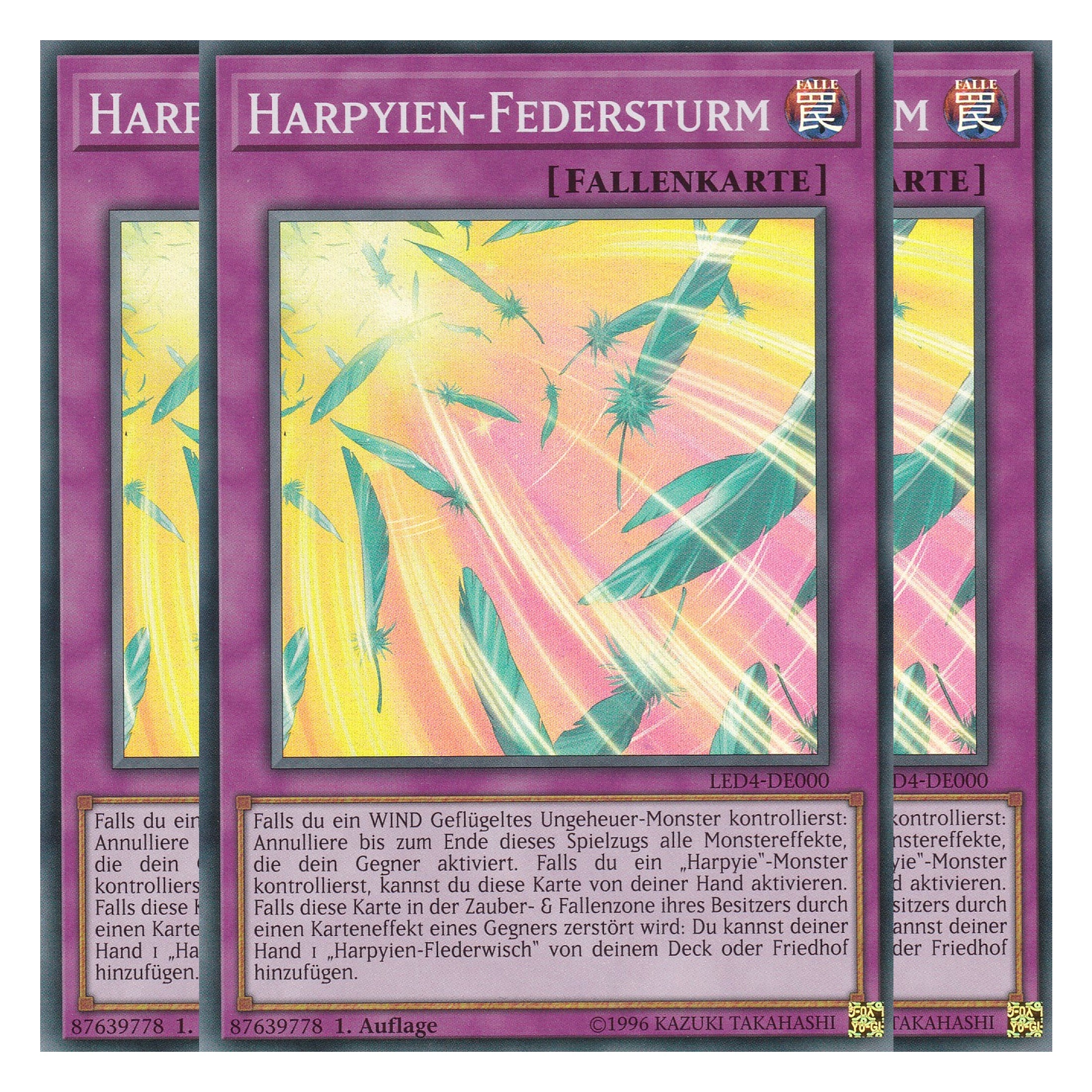 Harpyien-Federsturm - LED4-DE000 - Super Rare - Deutsch - 1. Auflage - Legendary Duelists: Sisters of the Rose - Playset (3 Kopien)