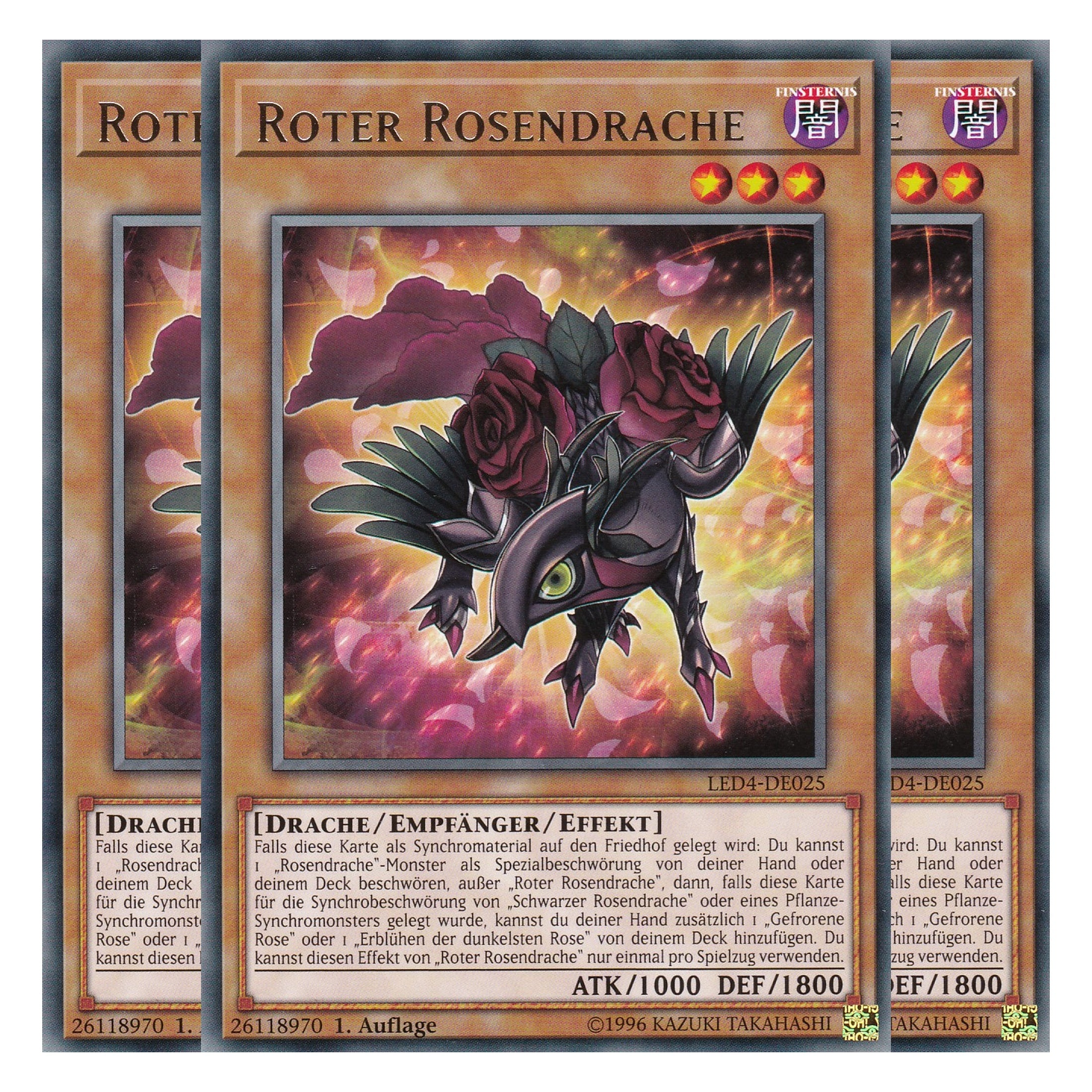 Roter Rosendrache - LED4-DE025 - Rare - Deutsch - 1. Auflage - Legendary Duelists: Sisters of the Rose - Playset (3 Kopien)