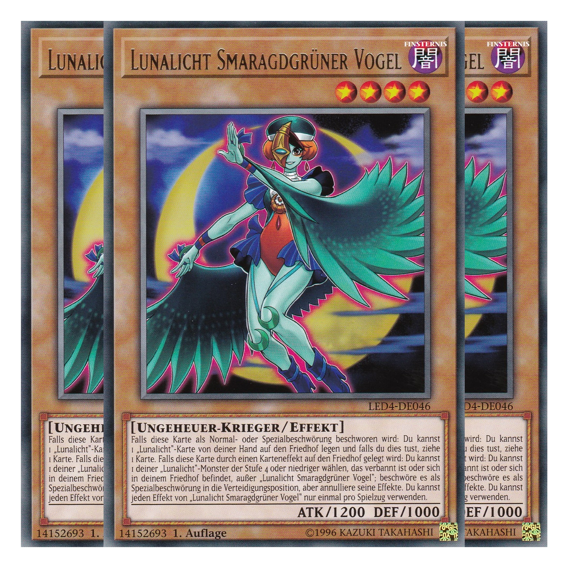 Lunalicht Smaragdgrüner Vogel - LED4-DE046 - Rare - Deutsch - 1. Auflage - Legendary Duelists: Sisters of the Rose - Playset (3 Kopien)