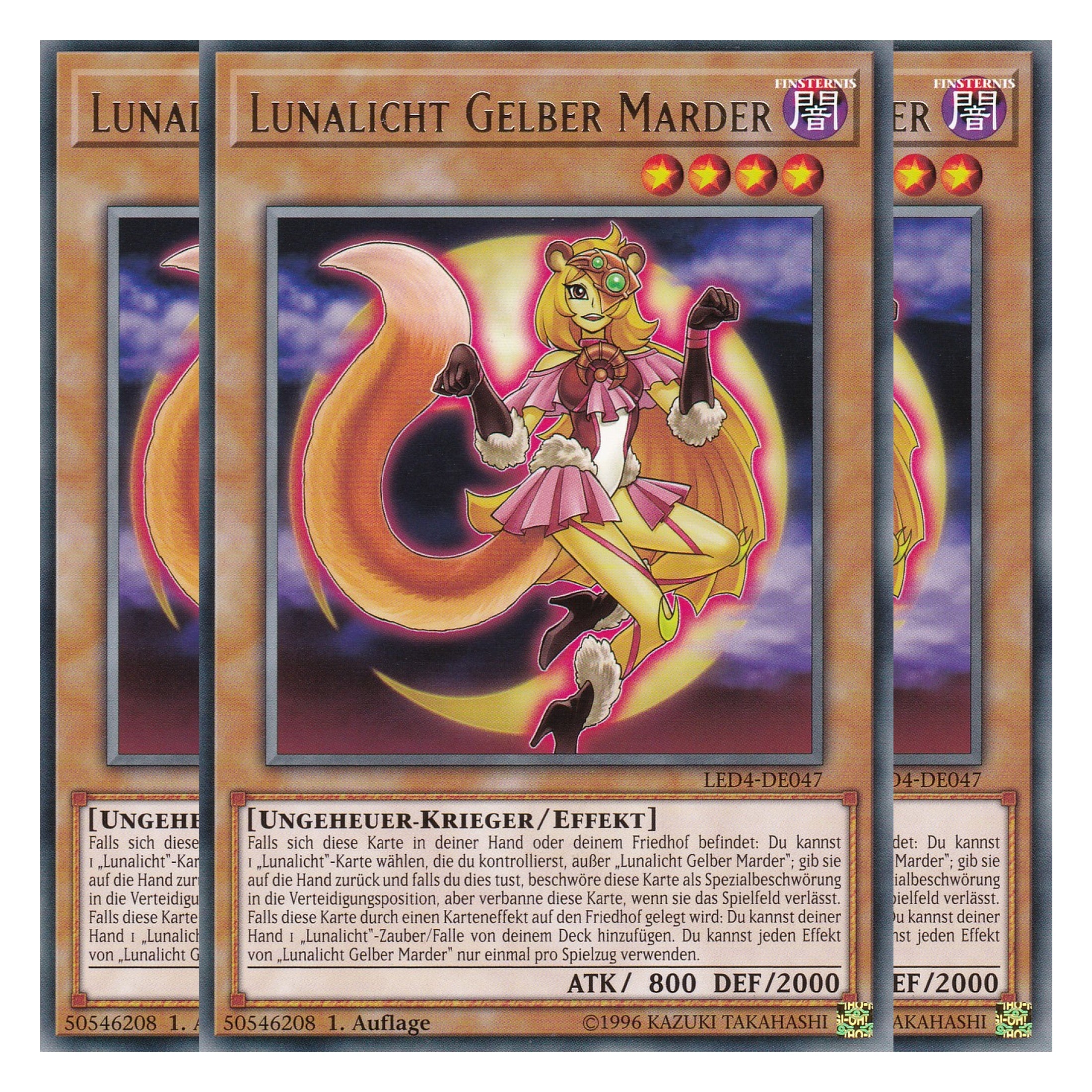 Lunalicht Gelber Marder - LED4-DE047 - Rare - Deutsch - 1. Auflage - Legendary Duelists: Sisters of the Rose - Playset (3 Kopien)