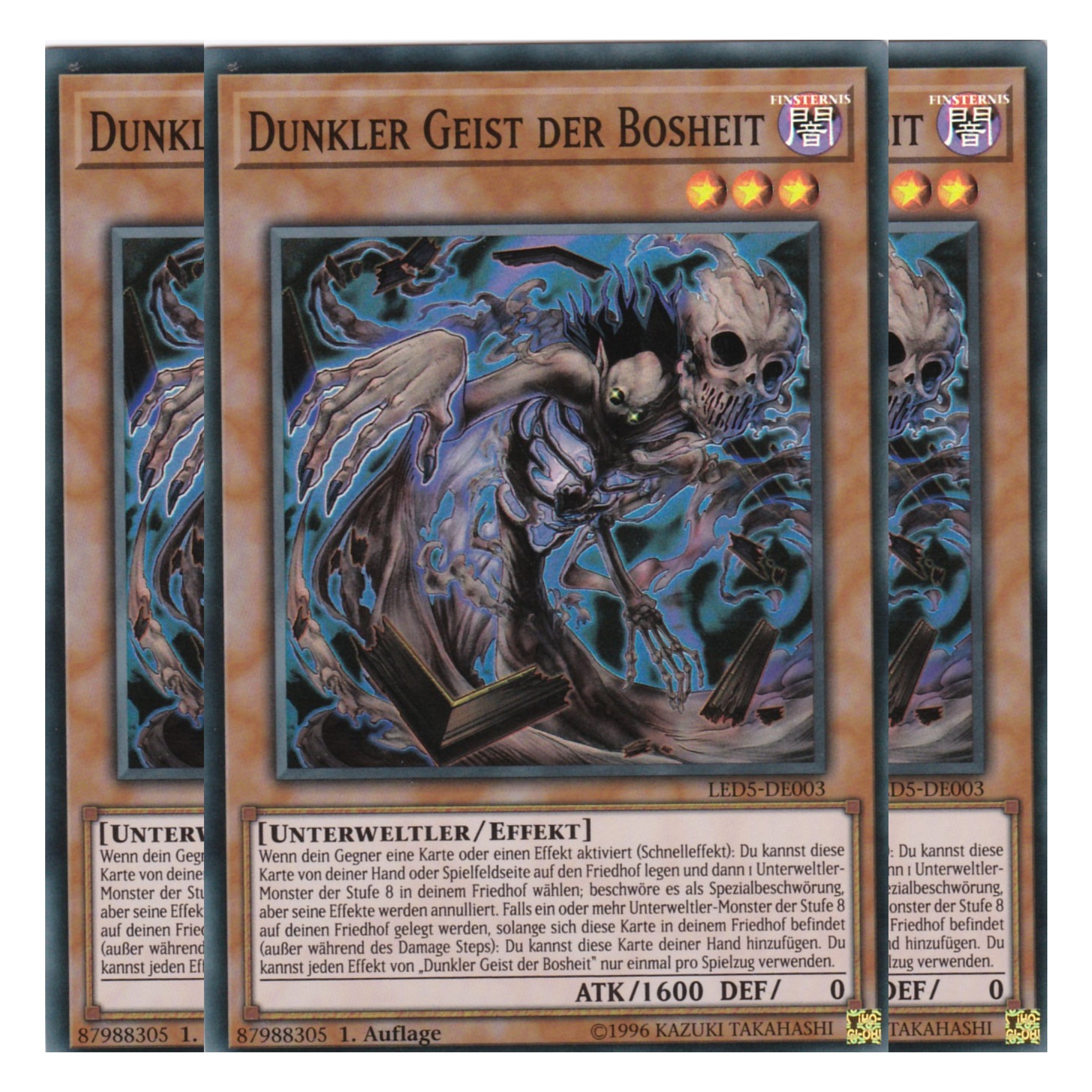 Dunkler Geist der Bosheit - LED5-DE003 - Super Rare - Deutsch - 1. Auflage - Legendary Duelists: Immortal Destiny - Playset (3 Kopien)
