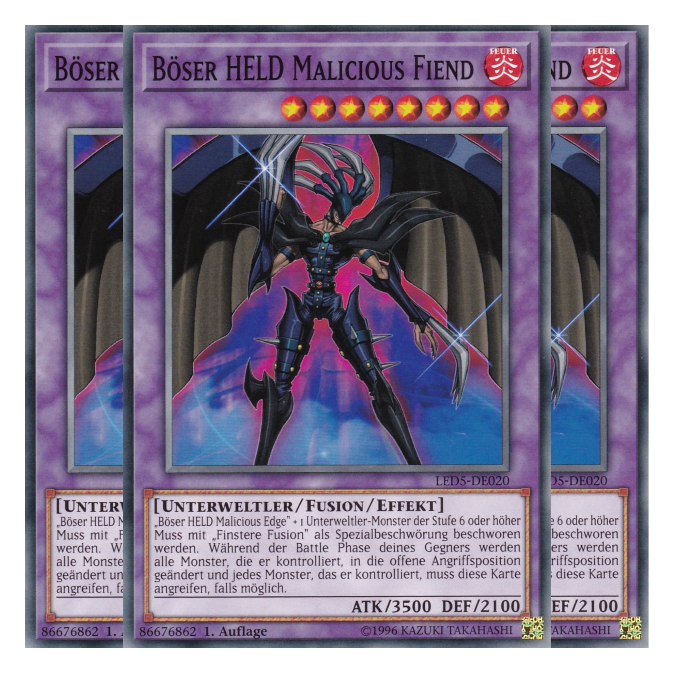 Böser Held Malicious Fiend - LED5-DE020 - Common - Deutsch - 1. Auflage - Legendary Duelists: Immortal Destiny - Playset (3 Kopien)
