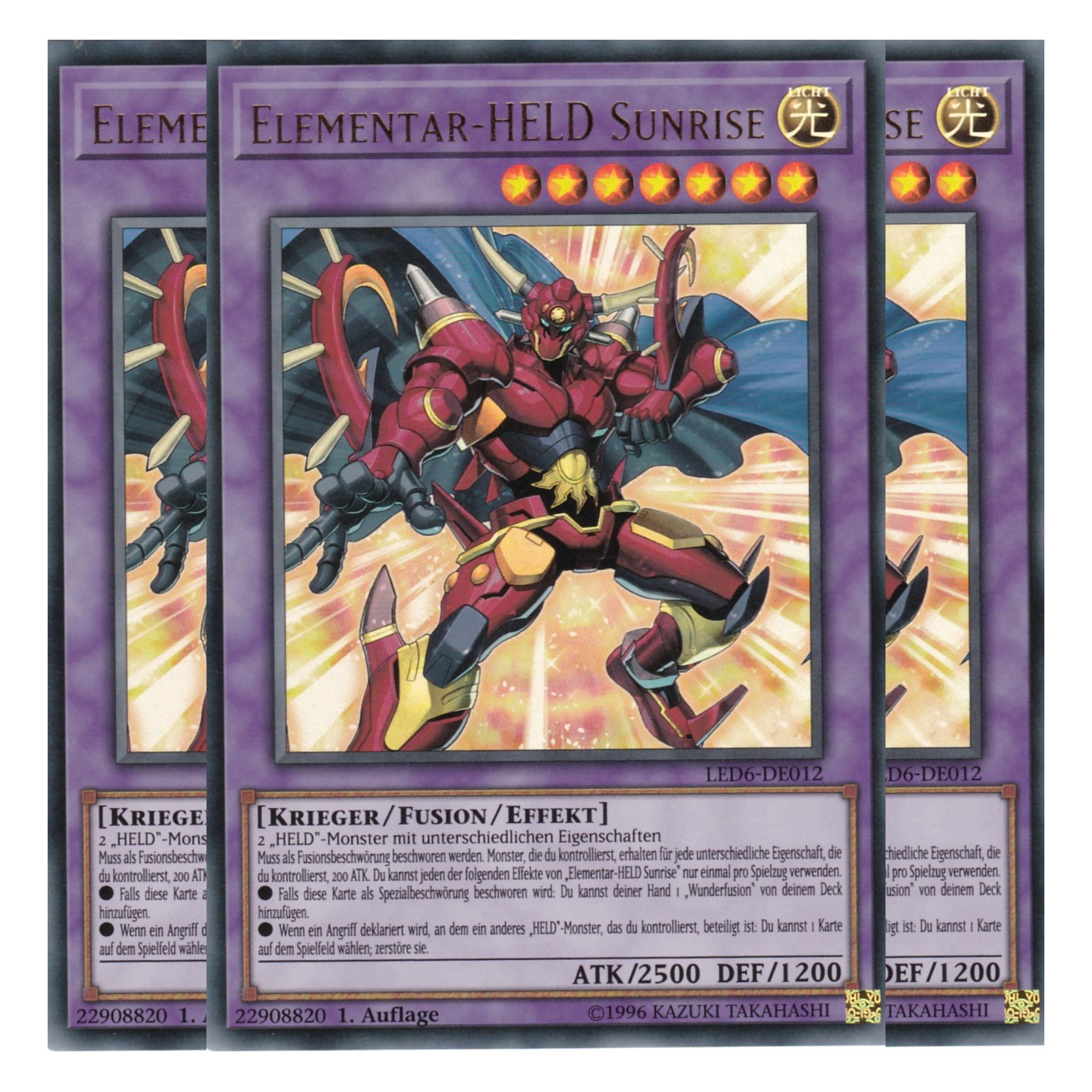 Elementar – HELD Sunrise - LED6-DE012 - Ultra Rare - Deutsch - 1. Auflage - Legendary Duelists: Magical Hero - Playset (3 Kopien)