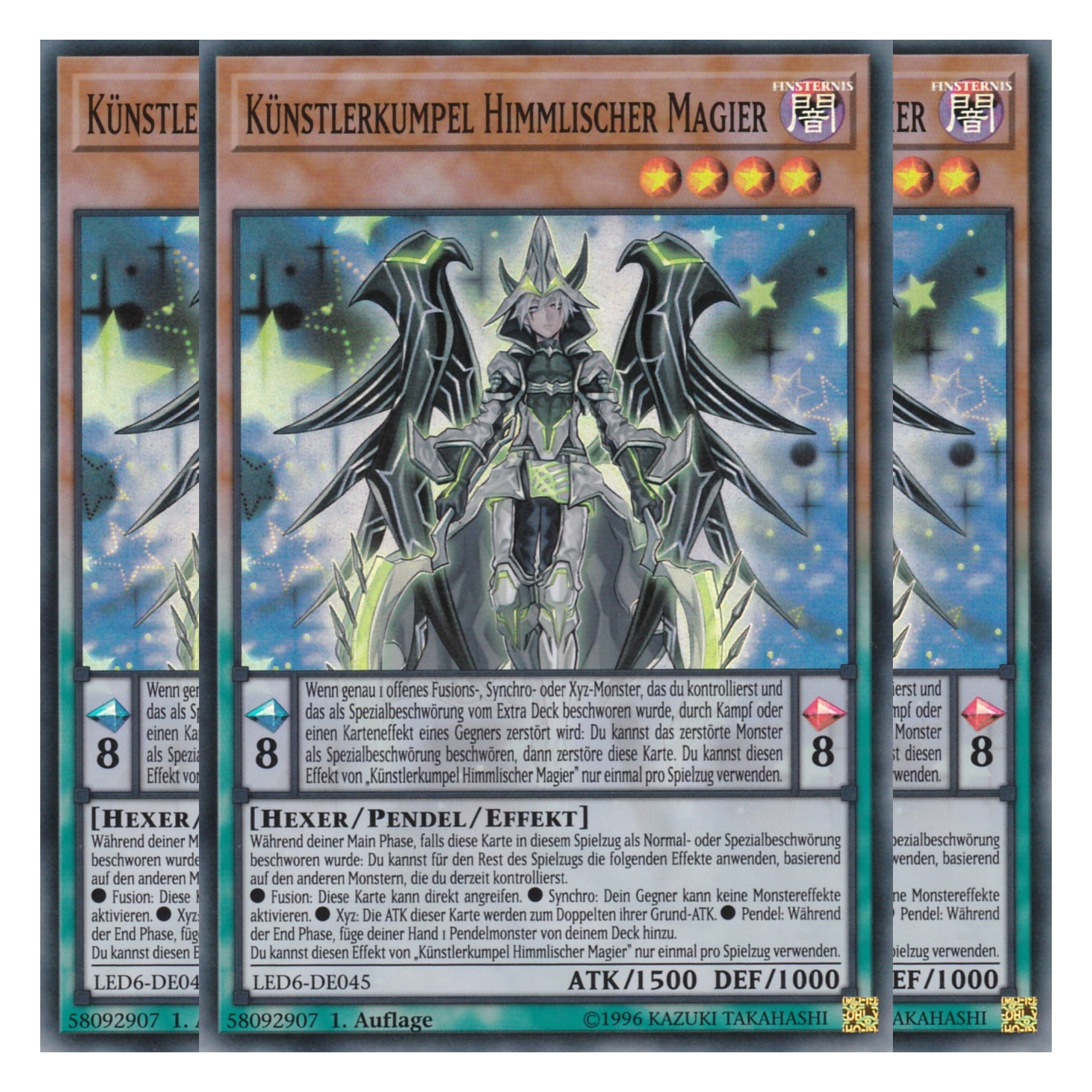 Künstlerkumpel Himmlischer Magier - LED6-DE045 - Super Rare - Deutsch - 1. Auflage - Legendary Duelists: Magical Hero - Playset (3 Kopien)