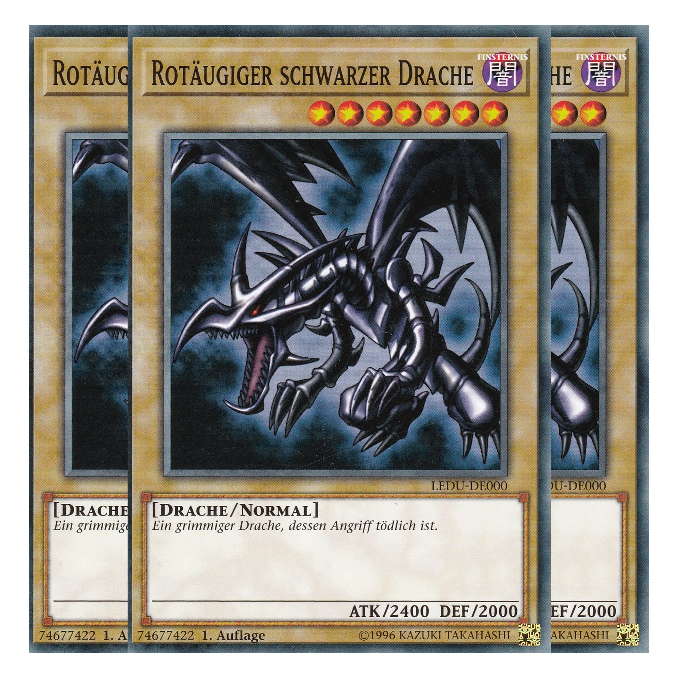 Rotäugiger schwarzer Drache - LEDU-DE000 - Common - Deutsch - 1. Auflage - Legendary Duelists - Playset (3 Kopien)