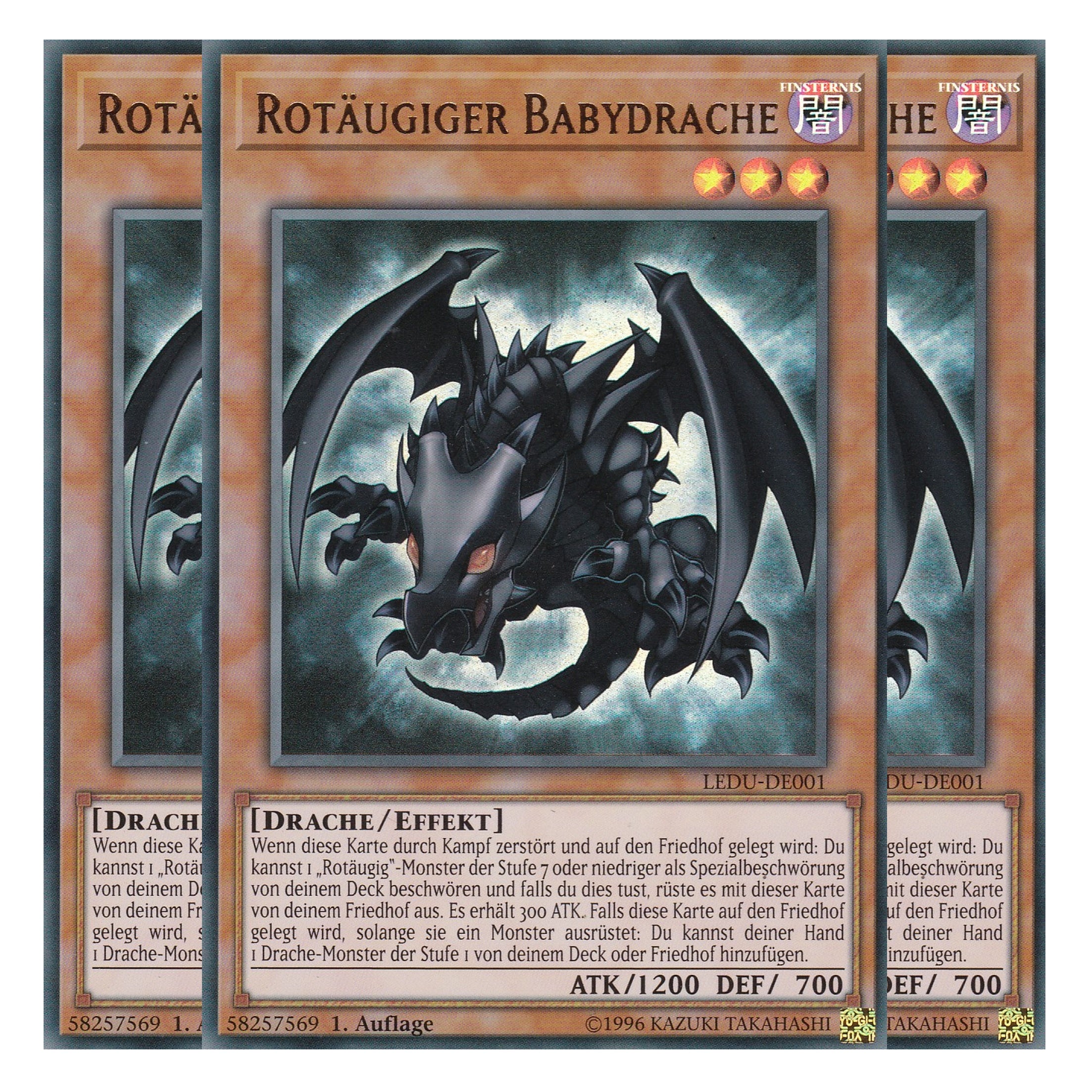 Rotäugiger Babydrache - LEDU-DE001 - Ultra Rare - Deutsch - 1. Auflage - Legendary Duelists - Playset (3 Kopien)